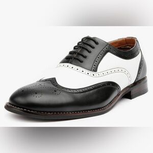 Ferro Aldo Black and White 50s Inspired Sadle Oxford Shoes